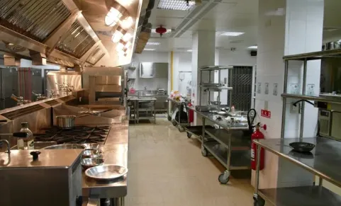 Reception hall, designed to practice front desk services, built to full professional standards. A kitchen for learning, used for this department's or other departments' culinary practical courses.